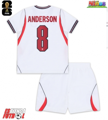 Inglaterra Elliot Anderson #8 Primera Equipación Niños Mundial 2026 Manga Corta (+ Pantalones cortos)
